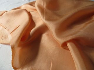 Vintage Apricot Silk Fabric Remnant 1920s/30s For Reuse Doll Bear Clothes Craft