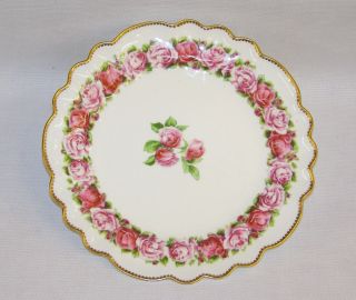 C1895 Antique George Jones Crescent China " Pink Roses " Cabinet Plate.