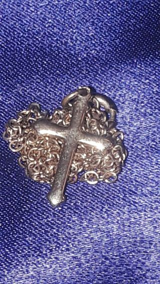 Vintage Antique Charm Pendant Gold - Toned Cross Necklace Catholic Christian