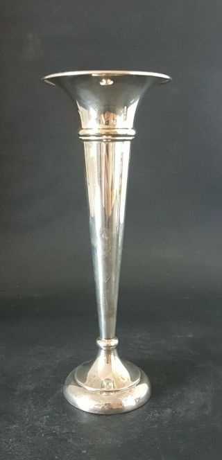 H/m Solid Silver (filled Base) Bud Vase Birmingham 1965