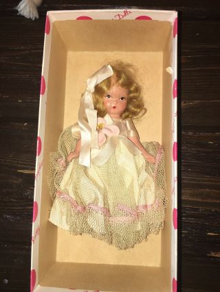 Vintage Nancy Ann Storybook Bisque Doll Pudgy? Frozen Leg Marked W Muffie Box Nr