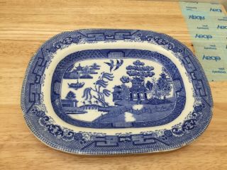 Antique W.  Ridgway Semi China Blue Oblong Platter England 9.  5” L 7 3/8  W
