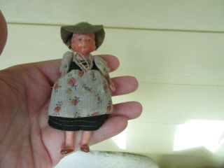 Antique 4 " Molded Hair Bisque Doll Jointed
