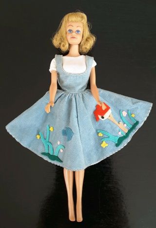 Vintage 1962 Barbie Midge Doll Blonde/red Hair Freckles 6 - Felt Dress