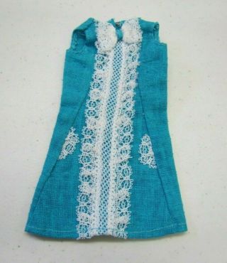 Vtg 1967 Barbie Francie Doll Blue Dress W/ Lace Ruffles From " Iced Blue " 1247