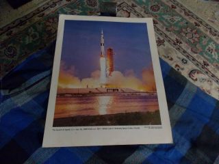 1969 Nasa Apollo 11 Launch July 16th Jfksc,  Fl Lithograph Poster Print 14 " X 11 "