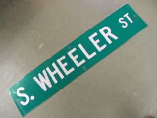 Vintage S.  Wheeler St Street Sign 42 " X 9 " White Lettering On Green