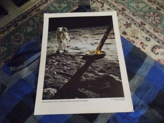 1969 Nasa Apollo 11 Moon Landing Aldrin Walks Lithograph Poster Print 14 " X 11 "