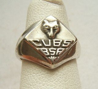 Vintage 925 Sterling Silver Boy Scout Of America Cubs Ring Sz 3.  5 Den Mother
