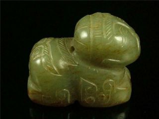 Fine Old Chinese Celadon Nephrite Jade Statue Toggle Pendant Fairy Boy