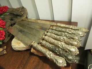 Vintage 1835 R Wallace Silverplate Floral Pattern 6 Knives