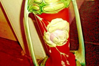 Large Vintage/antique Typical Art Nouveau/deco Style Rose Design Ceramic Vase