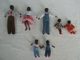 Vintage Complete Set Of 1950s Dollhouse Miniature African American Black Family