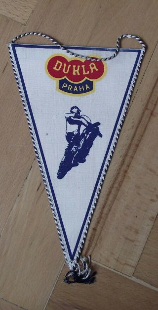 Antique Dukla Prague Praha Motocross Motorbike Mx Club Motorcycle Pennant Flag