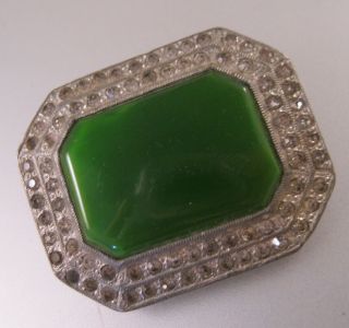 Antique Art Deco Rhinestone Green Glass Brooch Pin Antique Pin Antique Brooch