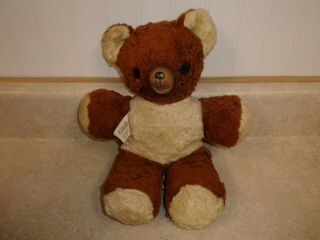 Vintage Cubbi Gund Plush Stuffed Teddy Bear Rubber Nose Two Tone 12 "