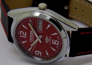 Mens Citizen Automatic Steel Vintage Day Date Red Dial Watch Run Order