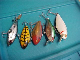 5 Bomber Baits Smilin - Minno 2 Speed 2 Shad Pin Fish Old Bass Fishing Lures Crank