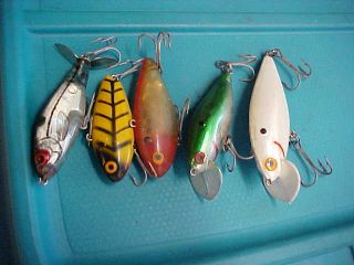 5 Bomber Baits Smilin - Minno 2 Speed 2 Shad Pin Fish Old Bass Fishing Lures Crank 2