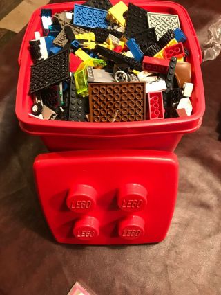 Lego Duplo Vintage 1987 Plastic Storage Case Bin Container Red Full Of Legos
