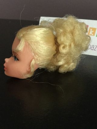 Vintage Mod Talking Barbie 1970 Blonde Curly Ponytail Head Only 2