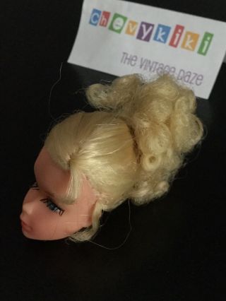 Vintage Mod Talking Barbie 1970 Blonde Curly Ponytail Head Only 4