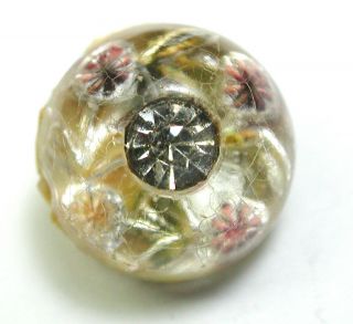 Bb Antique Glass Button 2 Piece Construction Back Mold W Paste Ome Scarce 1/2 "