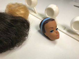Pretty Vintage Fashion Queen Barbie Molded Hair With 3 Wigs,  Stand 1962
