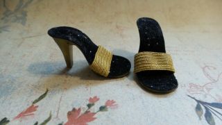 1950 Era Styled Gold Sparkled Elastic High Heels For Your Hard Plastic Dolls