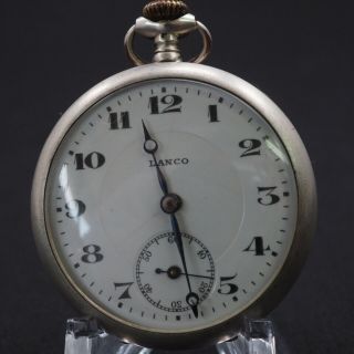 Vintage Lanco Swiss Pocket Watch 800 Silver Case / Not Junk From Jp