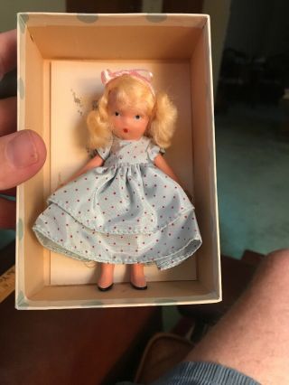 Vintage Nancy Ann Storybook Jointed Doll He Loves Me.  Not - W/ Box Pamphlet Tag