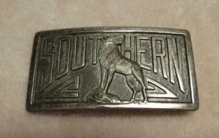 Vintage Cast Brass Southern Belt Buckle With Standing Wolf