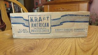 Vintage Kraft America Wooden Cheese Box 5 Process Cheese Wood Crate Chicago Ill