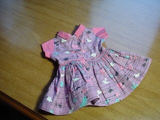 Vintage Terri Lee Tagged Pink Birds Dress Fits 16 Inch Doll 2