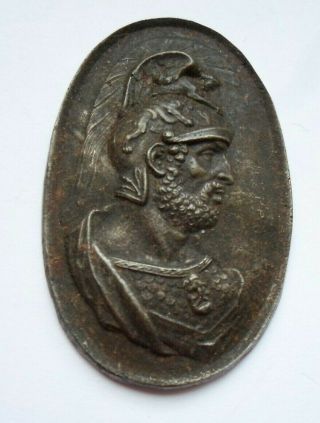 Antique Roman Or Greek Helmeted Soldier Medal