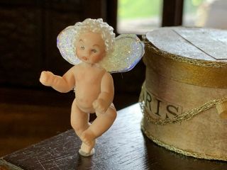 Artisan Miniature Dollhouse Porcelain Baby Fairy Doll 1.  50 " France Glass Glitter