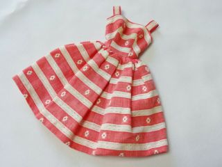 Vintage Barbie Doll 956 Busy Morning Dress Zipper Pink Ivory Stripe