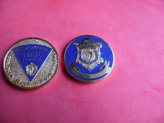 Massachusetts State Police Challenge Coin Badge Patch Silver Color