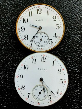 16s And 12s Elgin Pocket Watch Movement Dial And Hands Both Run And Stop