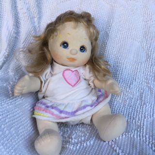 Vintage 1985 Mattel My Child Plush Doll Blonde Hair Blue Eyes Soft Plush Face