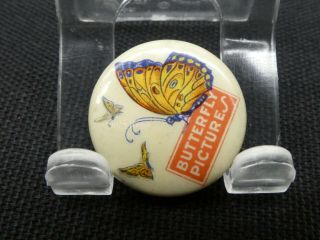 Antique Pin Back Button Film Company Butterfly Pictures (universal) Circa 1917