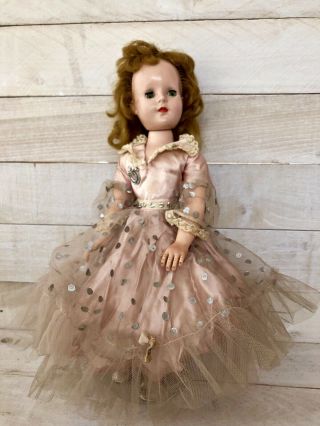 Vintage American Character Doll Sweet Sue 17” Jointed Pink & Silver Dress