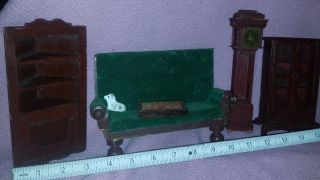 Concord Miniatures Dollhouse Furniture Victorian Sofa,  Clock,  Curio,  Ed Whitten