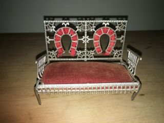 Antique Dollhouse Or Doll Soft Metal Adrian Cooke Filigree Settee Couch