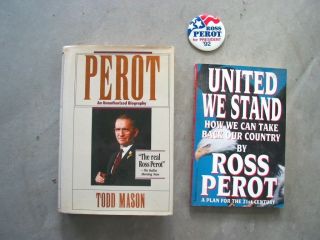 Ross Perot.  Set Of Books For President Pin.