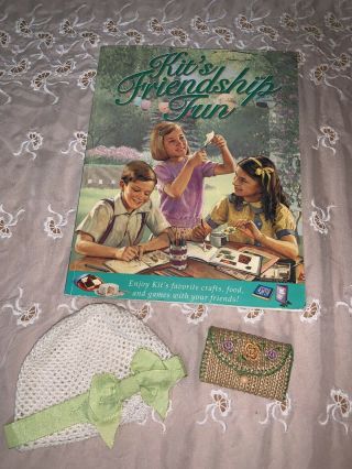 American Girl Kit Kittredge Meet Acc.  Crochet Hat Coin Purse And Vintage Book