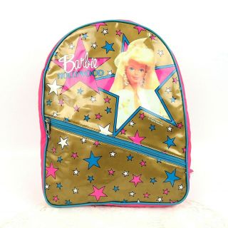 Vintage Hollywood Barbie Storage Travel Backpack Bag 1993 Mattel Pink & Blue