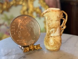 Artisan Miniature Dollhouse Vintage Pitcher Swan Gold Leaf Unusual ' S ' 2