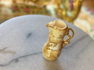 Artisan Miniature Dollhouse Vintage Pitcher Swan Gold Leaf Unusual ' S ' 4