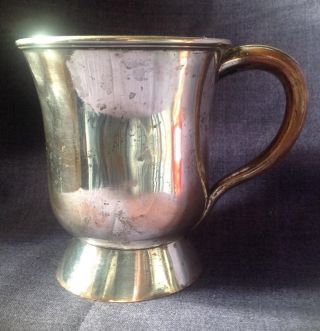 Vintage Silver - Plate On Copper Brass Thumb 1/2pint Tankard / Cup Askew Maker A/f